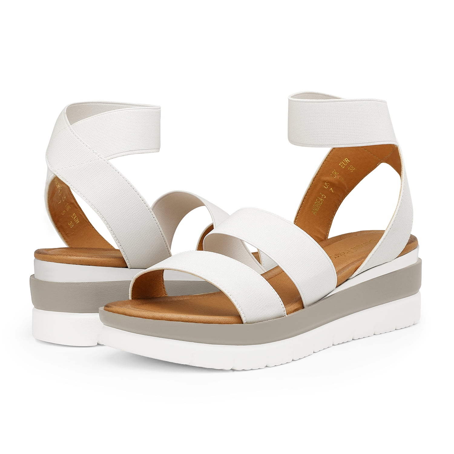 DREAM PAIRS Women's Classic Wedge Elastic Ankle Strap Sandals Platform Open  Toe Sandals ANDREA-5 WHITE Size 11 - Walmart.com
