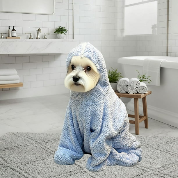 Toalla de baño absorbente para mascotas Neural de cuatro patas con cremallera trasera, franela gruesa de piña, toalla de secado rápido, completamente envuelta, blanda y blanda para perros y gatos,