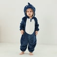 thumbnail image 2 of Odeerbi Toddler Boys Girls Animal Dress Up Clothes Flannel Fleece Jumpsuits Winter Thermal Hooded Rompers Toddler Cute Bodysuit Long Sleeve Hooded Onesie Toddler Clothes Blue, 2 of 9