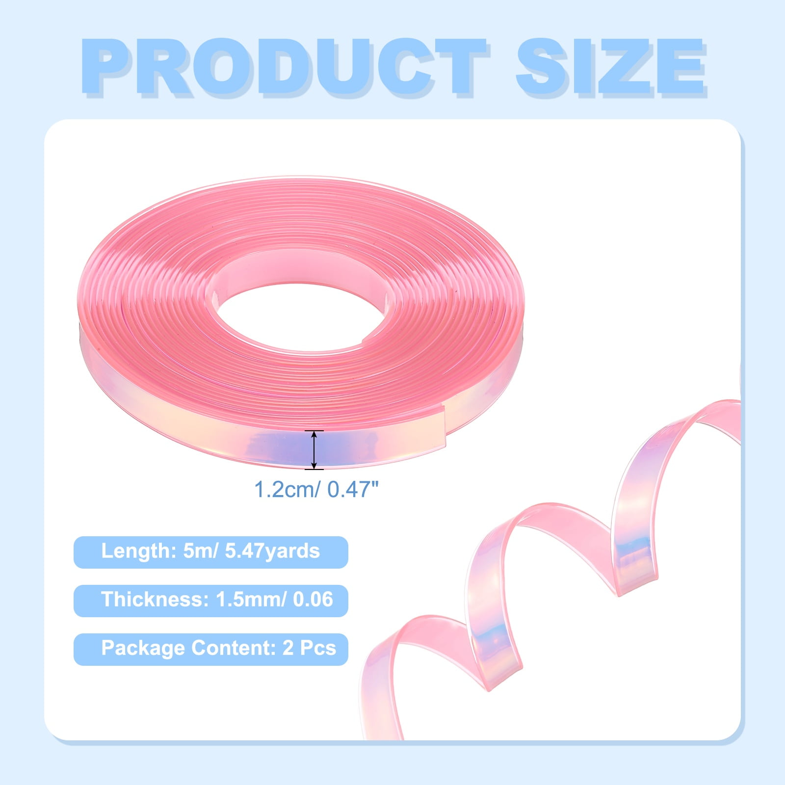 2PCS 5.47  Yards Silicone Lanyard String, 12mm Wide Bright Color Lacing Cord Laser Reflective Lanyard String for Crafts Weaving DIY Handmade Bracelets Clothes Keychain, Dark Pink