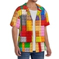 thumbnail image 2 of Fotbe Colorful Plastic Blocks Pattern Camisa Estampada de Manga Corta para Hombre, Casual de Verano, Estilo Playero, Sin Arrugas-X-Large, 2 of 5