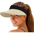 thumbnail image 1 of Women Straw Sun Visor Hat Wide Brim Summer UV Protection Beach Cap Foldable Korean Style, 1 of 2