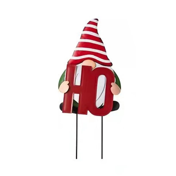 Al Aire Libre De Doble Cara Hohoho Xmas Gnome Yard Sign Con Estacas De Metal Sweethay HA043841-01