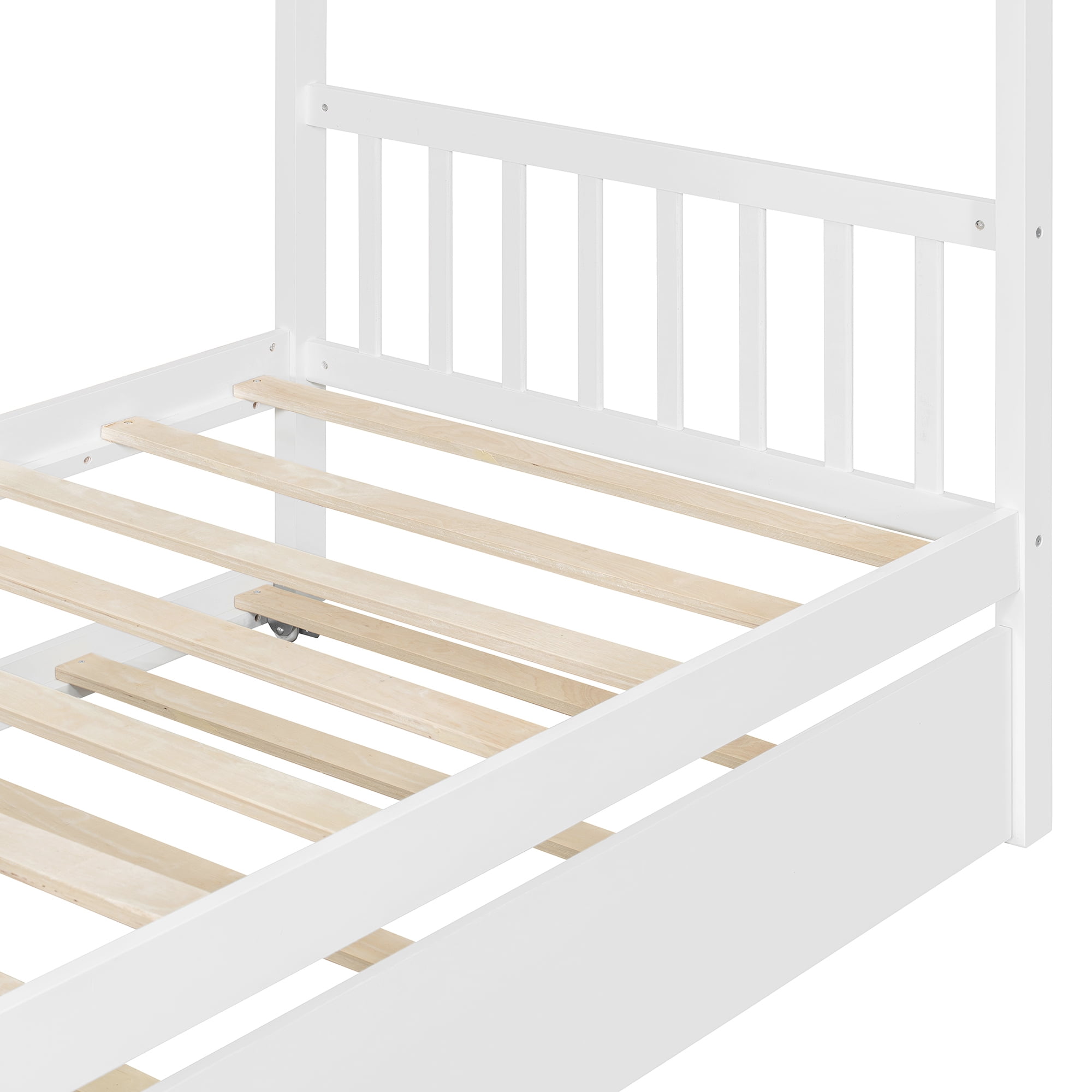 Sailvan Twin Size Wooden House Bed with Twin Size Trundle
