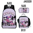 thumbnail image 1 of 3D 3PC-Set New Product Kuromi Backpack Backpack Pencil Bag Student School Bag Primary And Middle School Students, 1 of 5