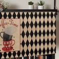 thumbnail image 5 of Vintage Coffee Rod Pocket Curtain Valance, Farmhouse Red White Cups Black Plaid Farmhouse Window Valance for Living Room, Bedroom, Kitchen 54"W x 18"L, 5 of 9