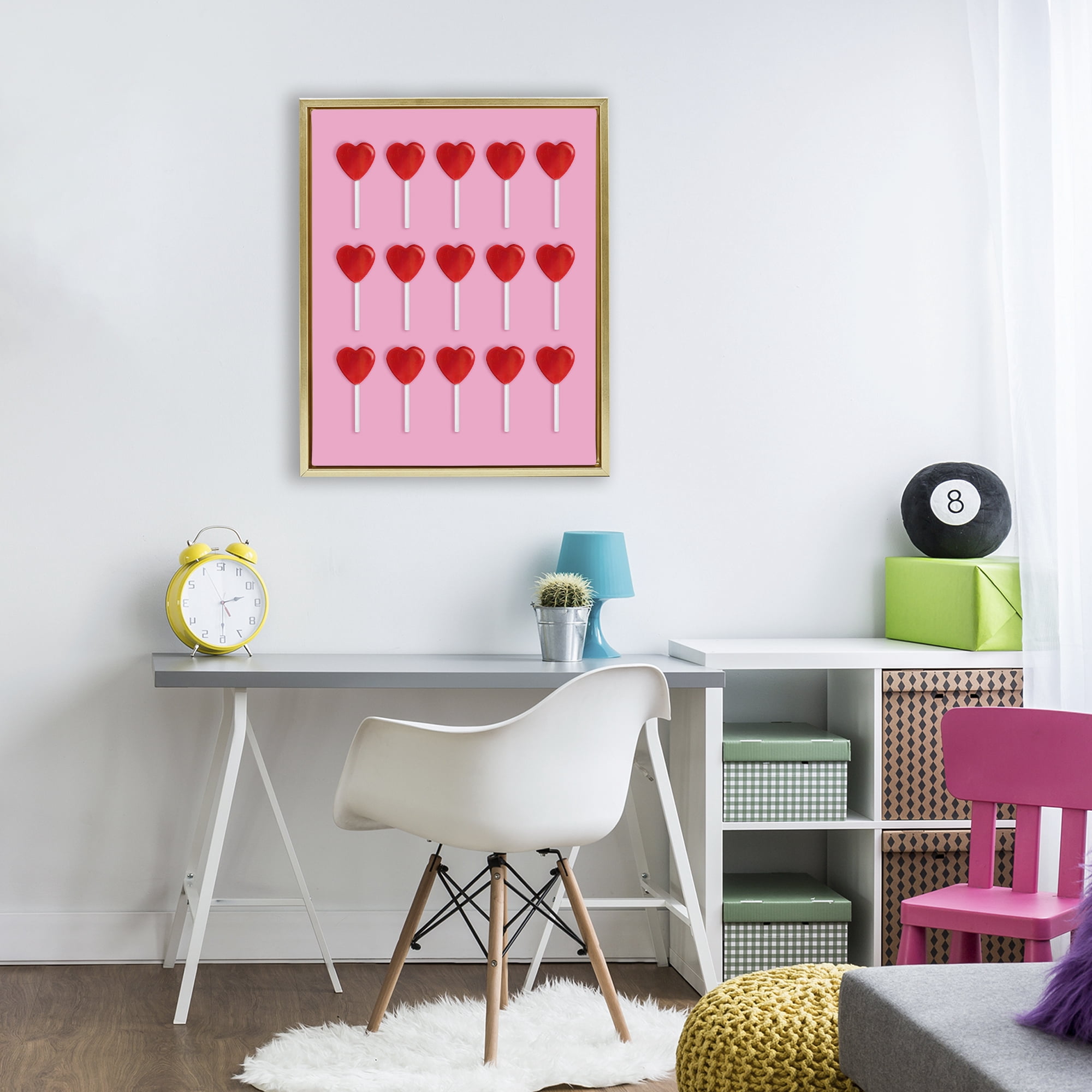 Stupell Industries Heart Lollipops Collection Gold Framed Floater Canvas Wall Art, design by LISH Creative