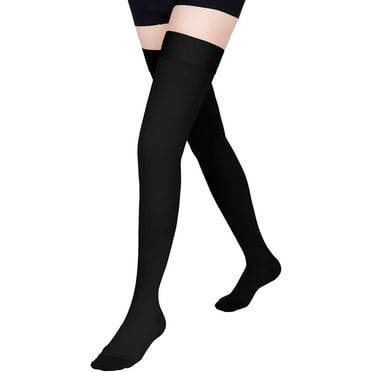 MecTo 15-20mmHg Closed Toe Compression Stockings Medical Thigh High Compression Socks for Running Nursing Sports Veins( Black, XL)