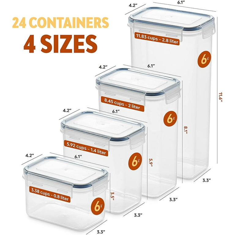 PRAKI Airtight Food Storage Containers Set with Lids - 24 PCS, BPA