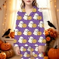 thumbnail image 2 of CAIVO Kids Girls Halloween Print Pajama Sets Lapel Long Sleeve Button Down Shirt With Pants 2 Piece Casual Home Pyjamas, 2 of 5