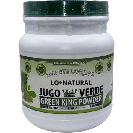 JUGO Verde (Green King Powder) Super Detox 16 oz Dietary Supplement 100% Natural, Vegan, no Gluten, no sugars Bye Bye LONJITA Green Tea, Moringa, Spinach and More Fiber