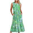 thumbnail image 1 of Fankiway Robe Longue Ample Sans Manches à Poches Col Rond Imprimé Robes d'Été pour Femmes Liquidation Robes pour Femmes Grande Taille Liquidation, 1 of 4