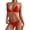 Red, variant on Bikini Sets for Women Metal Chain Halter Triangle Bikini Top High Waisted Bottom Bathing Suits Swimsuit Swimwear
