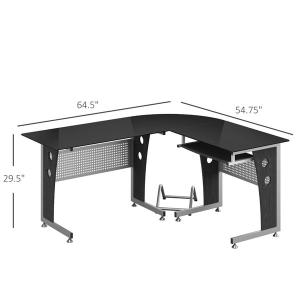 64 inch Modern L Shaped Computer Desk Office Workstation Desk