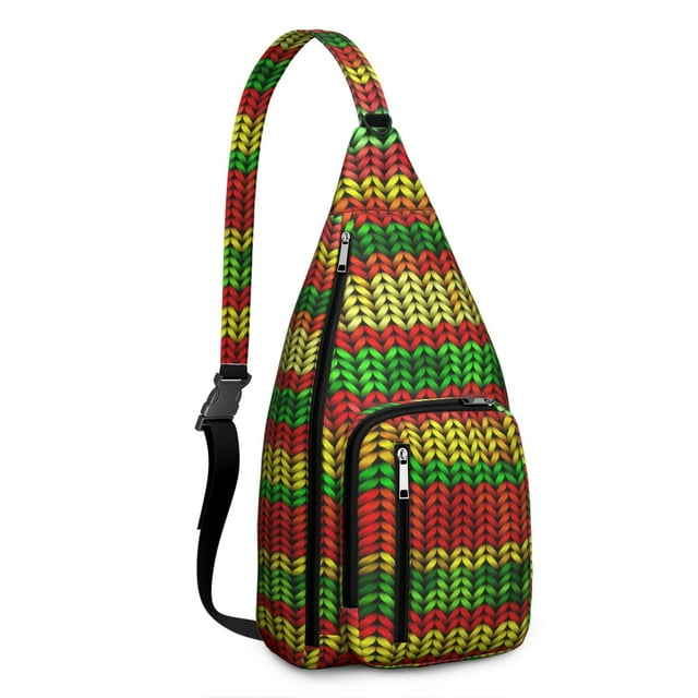 Trippy Weed Sling Backpack - Psychedelic Swirl Leaf Pattern, Fashion Forward Shoulder Pack