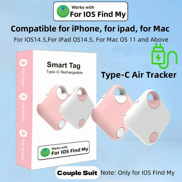 Chok Multicolor Chargeable Smart Tag GPS Item Finder Air Tracker Works for IOS Find My (Only for IOS Not for Android) Worldwide Tracking Anti-loss Device Wireless Item Tracker For Ke