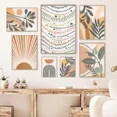 thumbnail image 5 of Cuadro en lienzo con hojas abstractas de estilo bohemio, pósteres de sol y arcoíris de Monstera, arte de pared nórdico para sala de estar, impresiones para decoración del hogar, 5 of 5