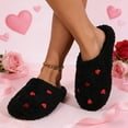 thumbnail image 2 of Women'S Slipper Heart Love Dots Indoor Outdoor House Slipper Fuzzy Fluffy House Shoes Valentine'S Day Gift Funny Flat Slides Black US: 7, 2 of 7