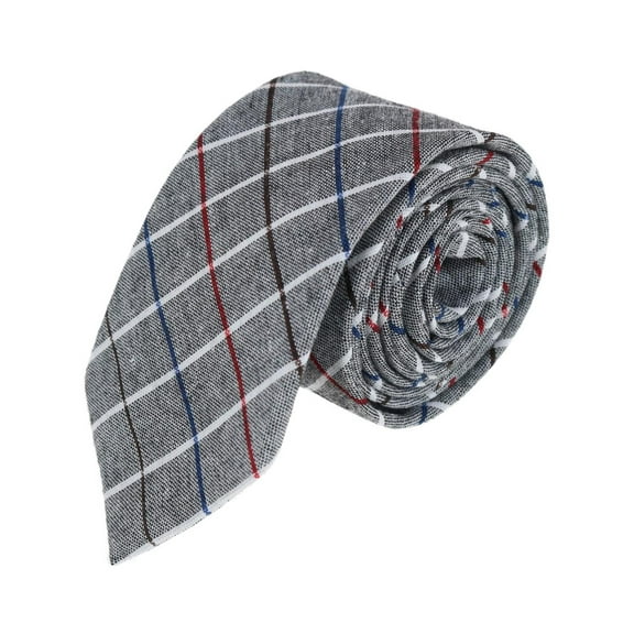 CTM  Grey Cotton Checkered Tie (Men)