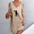 thumbnail image 3 of Vestidos de manga corta con hombros descubiertos y encaje con cuello en V estampado sexy de verano para mujer Fridja bnh5631, 3 of 8
