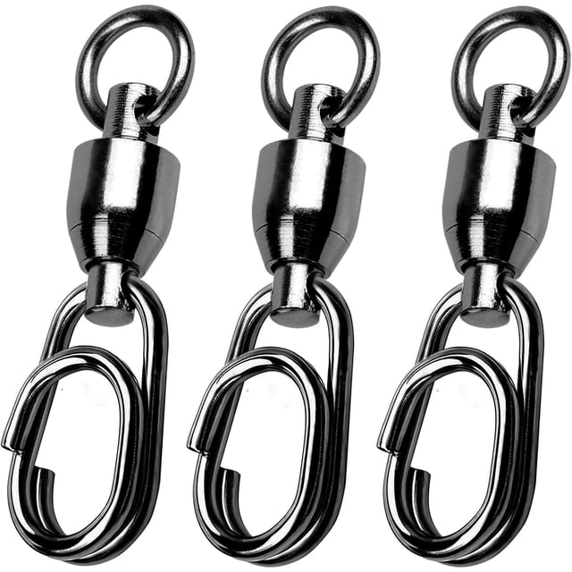 czcpp-High Strength Snap Swivels Saltwater Ball Bearing Fishing Swivels Freshwater Stainless Steel Split Rings Fishing Black Nickel 30lbs-156lbs