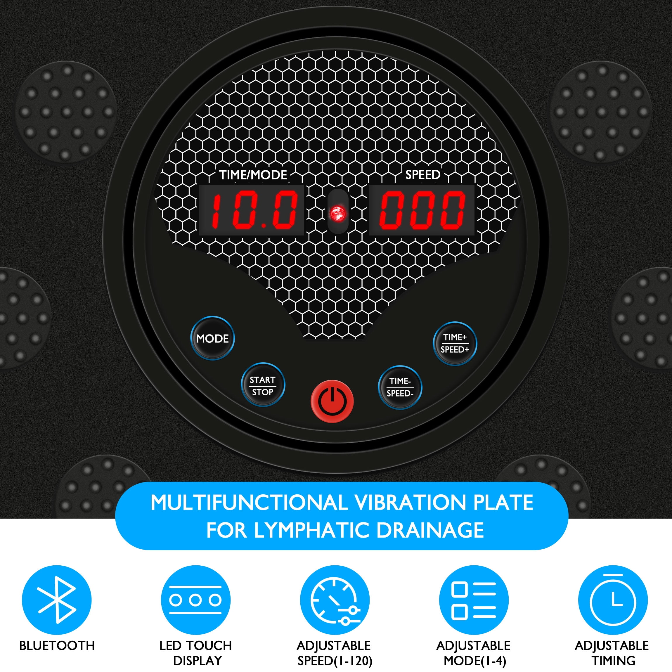Hlthair Vibration Plate Exercise Machine for Lymphatic Drainage Full Body Workout Fitness Platform with Bluetooth and Lights, Workout Equipment