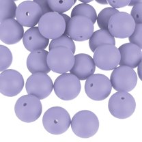 Uxcell 50 Pack 12mm Silicone Beads, Round Loose Rubber Bead for DIY Light Gray Purple