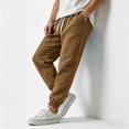 thumbnail image 4 of Zimjoy Cotton Linen Pants for Men Elastic Waist and Ankle Drawstring Baggy Style Lightweight Breathable Beach Pants Brown 3XL, 4 of 6