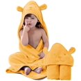 thumbnail image 1 of Toalla con capucha de oso para niños, 100 % tela cortada, toallas de poncho para niños pequeños para ducha, piscina, playa, cubrir, 35 x 35 pulgadas, extra grande, bata de baño para bebé, toalla absorbente suave y acogedora (amarillo) Sailing Electrónica, 1 of 5