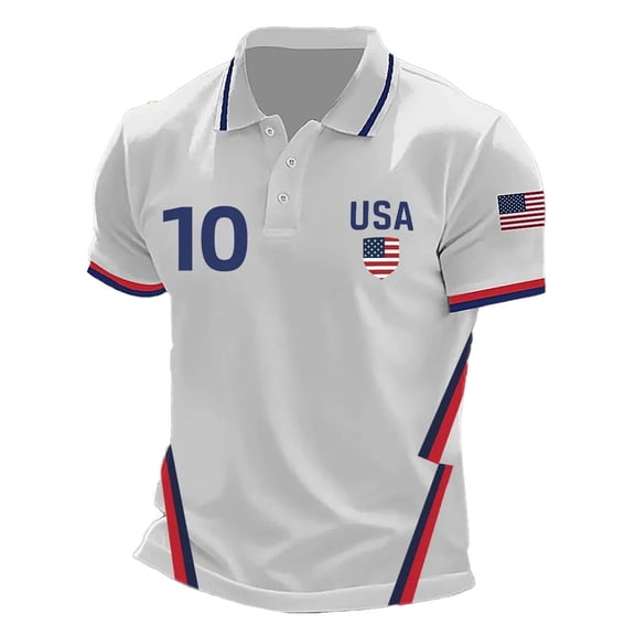 Soccer for Men USA Patriotic Print Short Sleeve Crew Neck Quick Dry Training Shirt Sports Casual T Shirt American Team Fan Support Top for Match Daily Outdoor