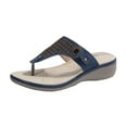 thumbnail image 3 of Womens Orthopedic Flip Flop Wedge Slides Sandals with Arch Support Comfortable Leather Walking Slip on Shoes, 3 of 5