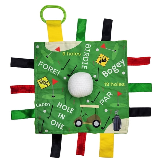 Baby Jack & Co 10x10" Golf Learning Lovey Crinkle Tag Toy with Stroller Clip