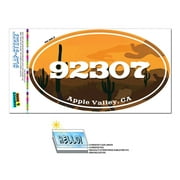 92307 Apple Valley, CA - Desert Sunset - Oval Zip Code Sticker
