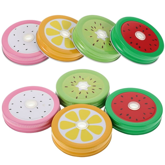 Worgeous 8pcs Jar Metal Lids with Straw Hole Leak Proof Replacement Canning Jar Lids