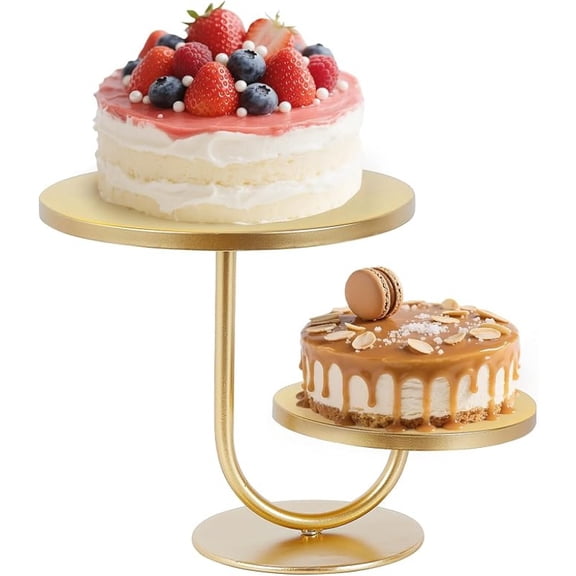 2 Tier Cake Stand - Metal Gold Cake Stand for Party, Cupcake Tower Dessert Display for Weddings, Birthdays, Anniversaries