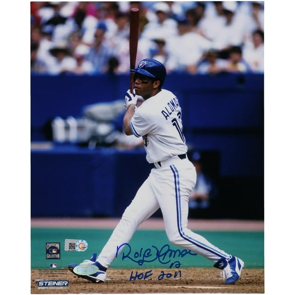Roberto Alomar Toronto Blue Jays Autographed 8" x 10" Swing Photograph with "HOF 2011" Inscription - Fanatics Authentic Certified
