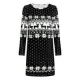thumbnail image 4 of Automne Hiver Robe à Manches Longues Femmes Mode Noël Imprimé Taille Moyenne Courte A-Ligne Robe, 4 of 5
