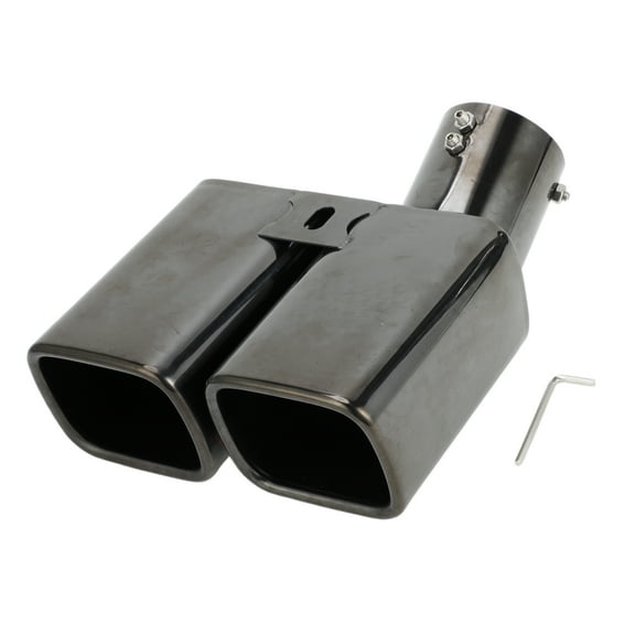 Unique Bargains 1 Pc Square Curved Dual Exhaust Tip 2.4" Inlet for Toyota Alphard Vellfire Black