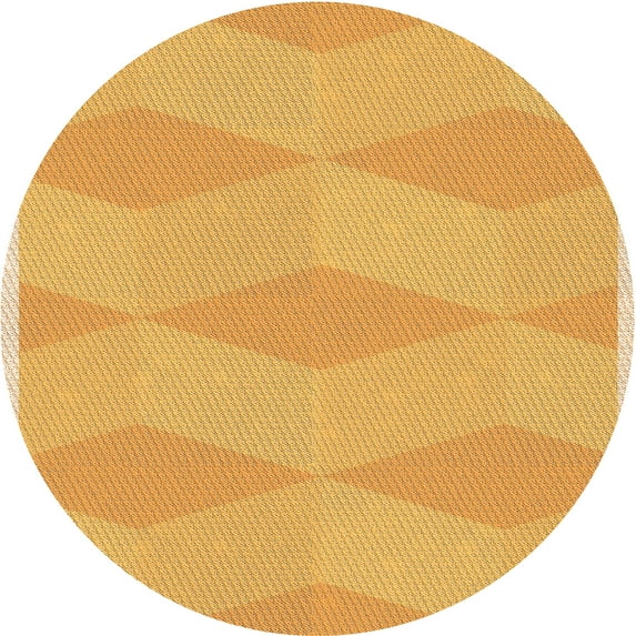 Ahgly Company Indoor Round Patterned Saffron Yellow Area Rugs, 3' Round