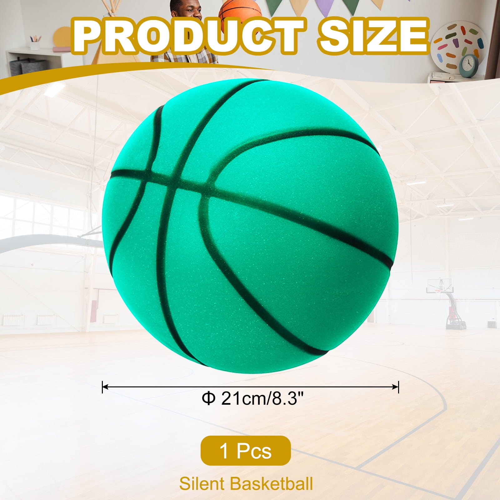 Uxcell Silent Basketball, Size 5 No Noise High-Density Foam Dribbling Indoor Basketball for Quiet Dribbling and Indoor Training, Green