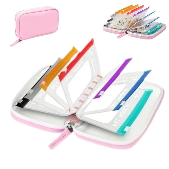 Waterproof Pill Organizer Set – Waterproof Pill Pouch Set, Travel Medicine Organizers with 14 Color-Coded Pouches, Leakproof Reusable Zippered Storage Case
