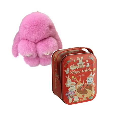 

Act Now! Handheld Tin Box Cookie Can Rabbit Pattern Candy Baking Packaging Packaging Box Wrist Box Red Rabbit Cake