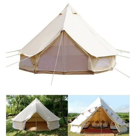 INTSUPERMAI Large Canvas Camping Bell Tent Oxford Family Hiking Tent Waterproof Hunting Tent 16ft