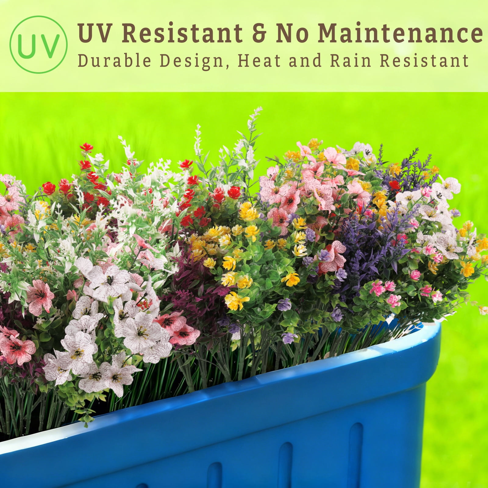 CandWuom 24 Bundles Artificial Flowers for Outdoors/Indoors, Fake Flowers Plants for Indoor Outside Decor Garden Porch Window Box Home Wedding Farmhouse(12 Color)