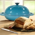 thumbnail image 5 of "Enameled Cast Iron Dutch Oven with Lid,11"" Bread Pan Baking Kit,6 Quart Enamel Bread Pan,Dutch Oven for Sourdough Baking-with Silicone Mat,Teal Thick Enamel Oven Pan-Gifts for Family ", 5 of 6