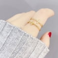 thumbnail image 3 of Jumpingount Anillo de apertura para mujer, joyería de mano de doble capa cruzada ajustable, diamantes de imitación, cobre, decoración de moda elegante Ropa, zapatos y accesorios Miscelánea Jumpingount AP014813-00, 3 of 6