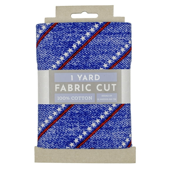 Fabric Editions 36" x 42" Cotton Patriotic Stripe 1 Yard Precut Sewing & Craft Fabric, Blue 1 Piece