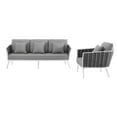 thumbnail image 4 of Modway Stance 2-Piece Aluminum & Fabric Patio Sofa Set in White and Gray, 4 of 8