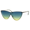 thumbnail image 2 of SA106 Womens Shield Exposed Edge Chic Large Cateye Sunglasses Green Yellow, 2 of 4