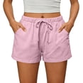 thumbnail image 2 of Women's Summer Elastic Waist Drawstring Casual Shorts With Pockets Soft Lightweight Breathable Wrinkle Resistant Loose Daily Bottoms,XL, 2 of 5